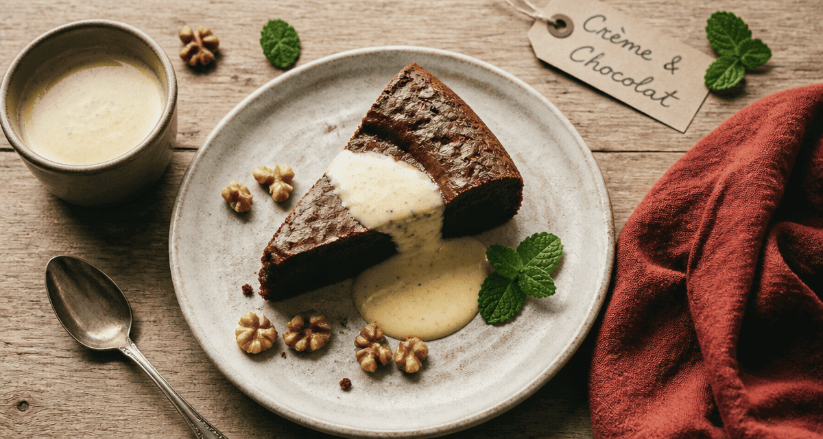 gâteau pour accompagner une crème anglaise avec fondant chocolat et crème