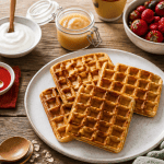 gaufre healthy peu calorique sur table avec fruits