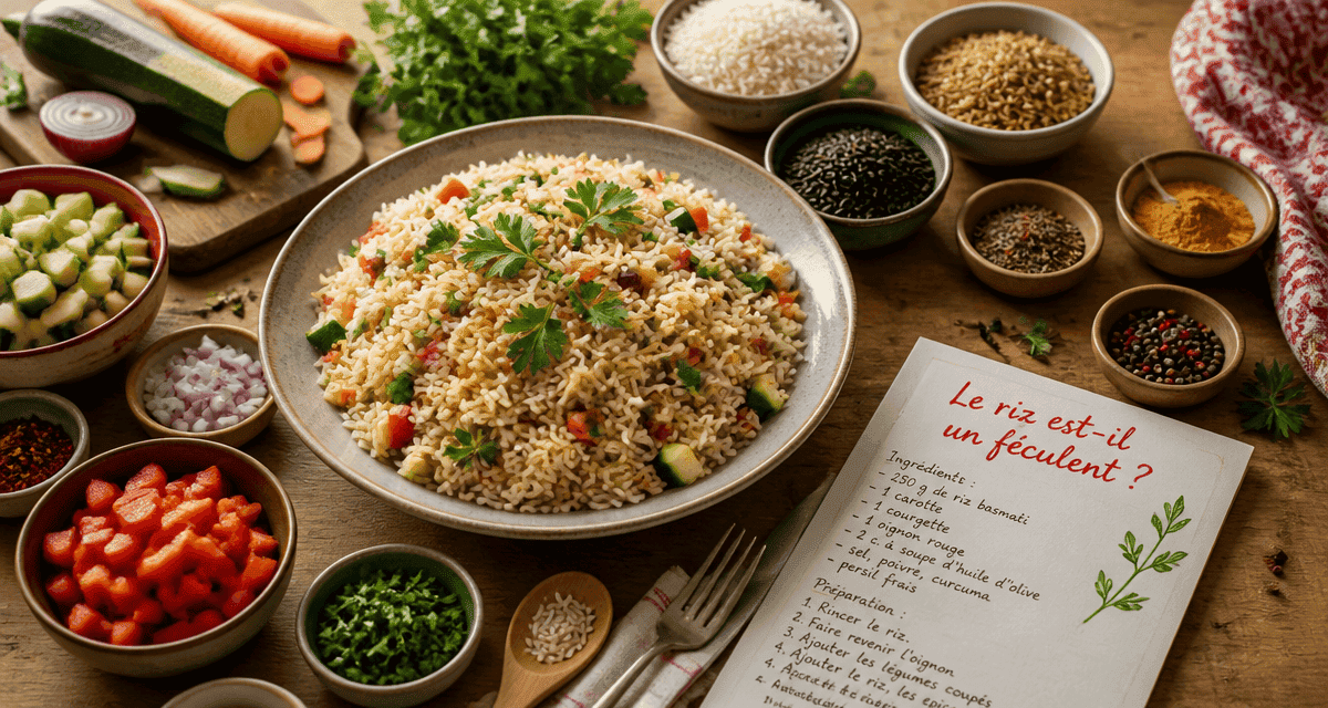 Le riz est il un feculent, plat de riz pilaf et variétés sur table