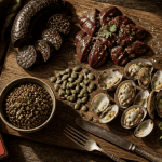 liste d aliments riche en fer sur planche en bois