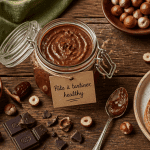 pate a tartiner healthy maison sur table avec noisettes et pain