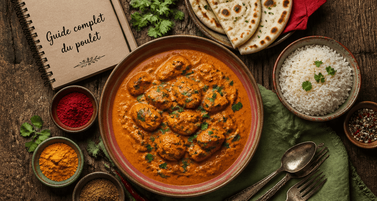 Plat a base de poulet tikka masala et epices