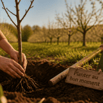quand planter un arbre fruitier jeune pommier main terre