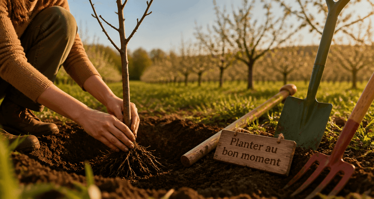 quand planter un arbre fruitier jeune pommier main terre