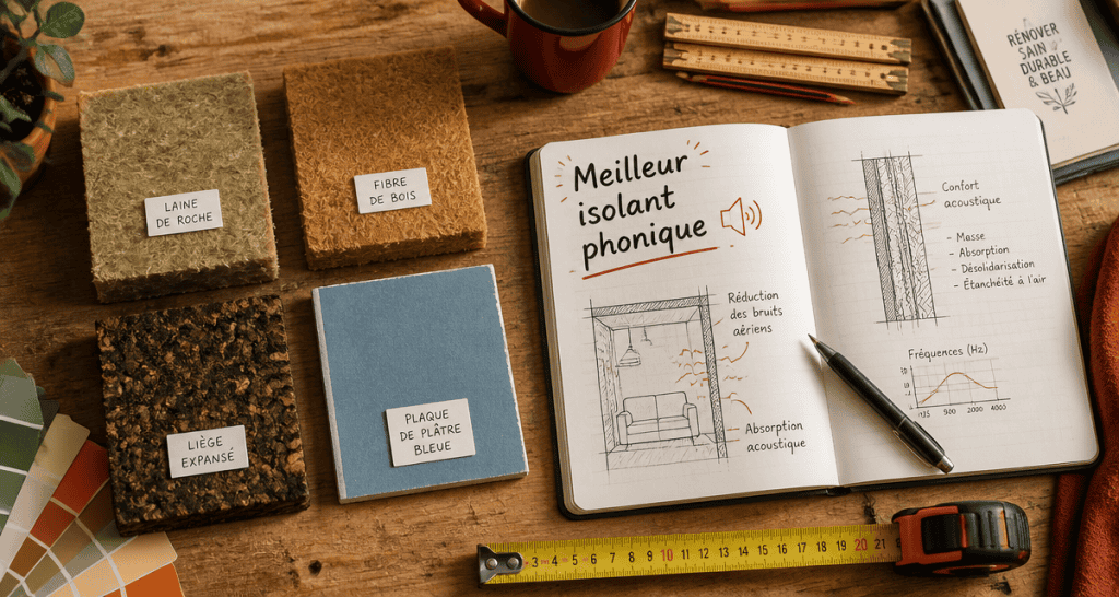 quel est le meilleur isolant phonique échantillons sur table