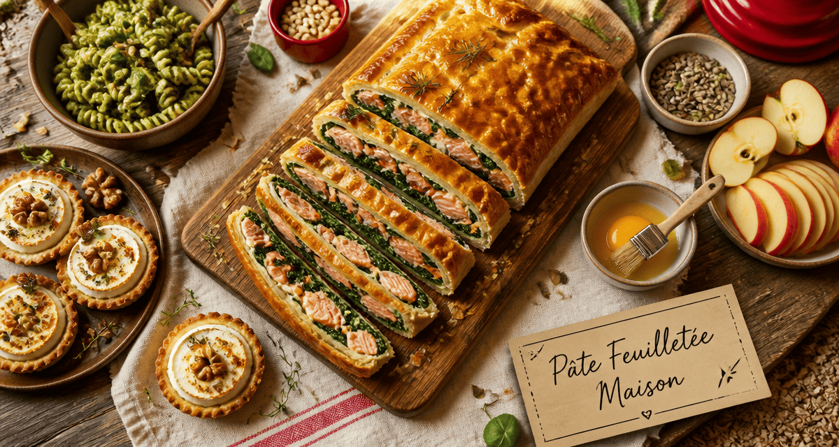 recette avec de la pate feuilletee, feuilleté saumon épinards et apéritifs croustillants