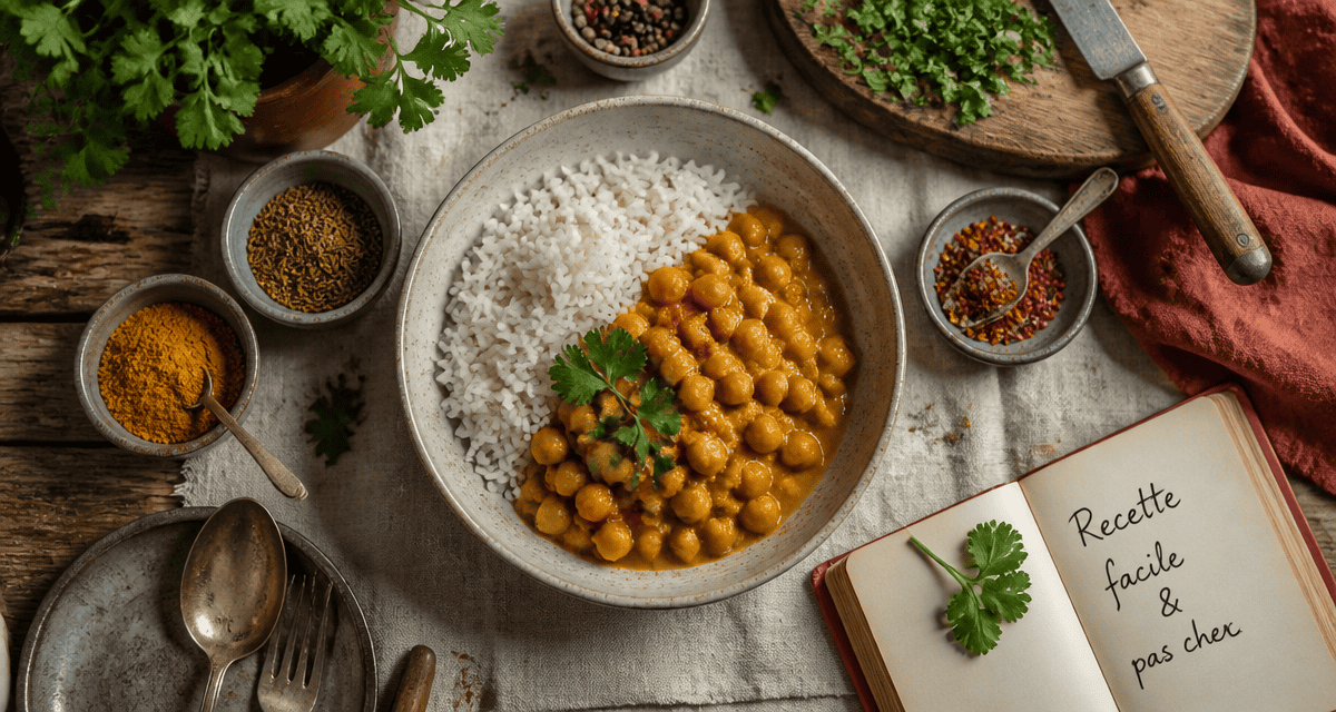 recette facile pas cher curry pois chiches et riz