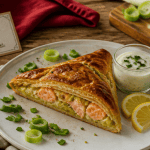 recette feuilleté salé saumon poireaux doré sur assiette