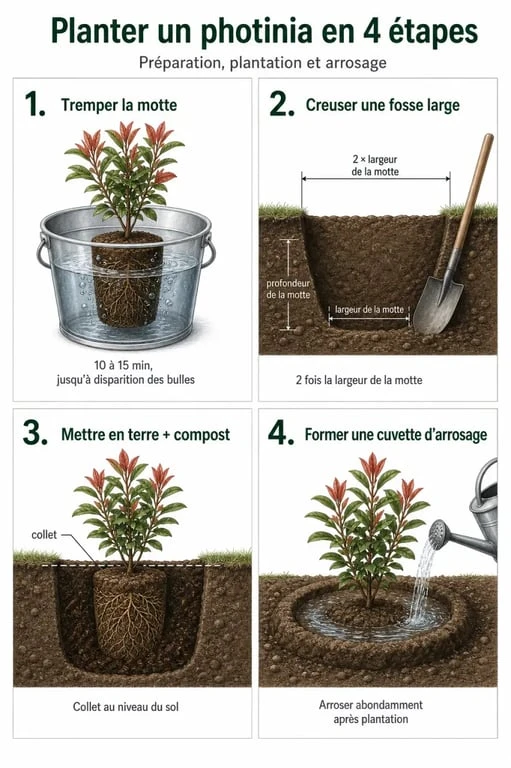 Étapes de plantation d'un photinia pour réussir sa haie