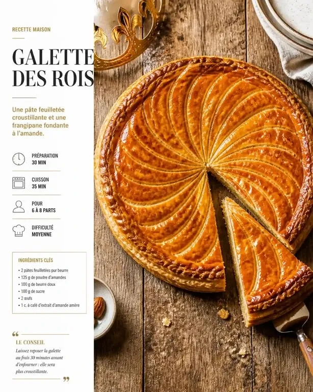 Recette pour la galette des rois maison dorée et croustillante
