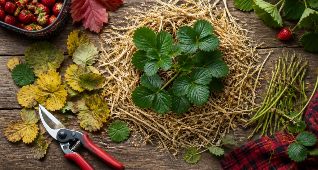 faut il couper les feuilles des fraisiers avant l'hiver photo entretien automne