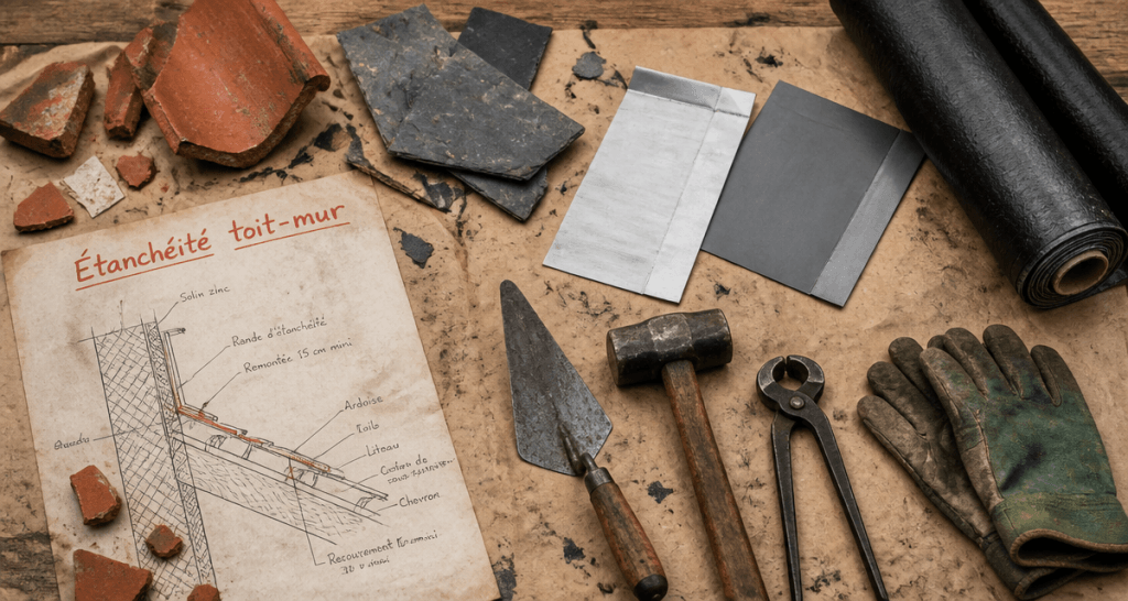 jonction toit mur outils couvreur et solin