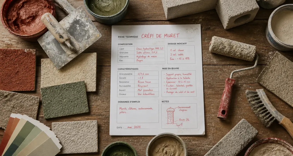 outils crépi muret sur plan de travail