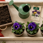 Quand planter des pensées : godets de pensées en fleurs, calendrier de plantation