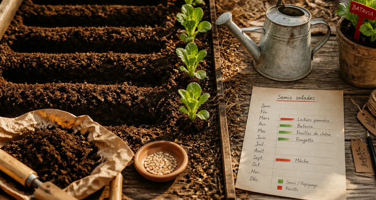 Quand planter des salades : semis et calendrier en pleine terre