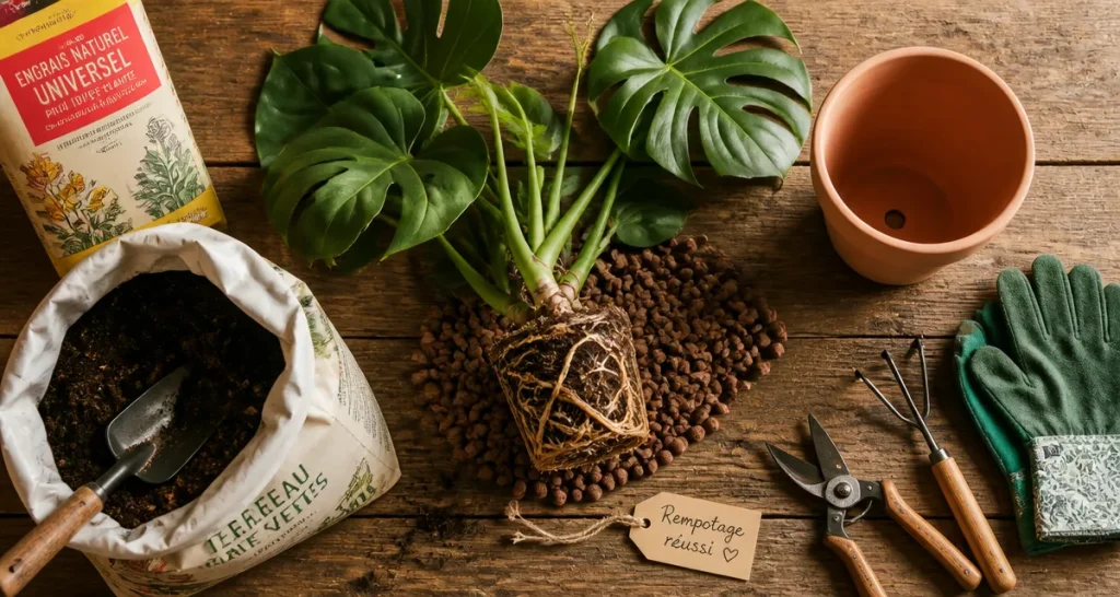 quand rempoter une plante Monstera rempotage outils terreau