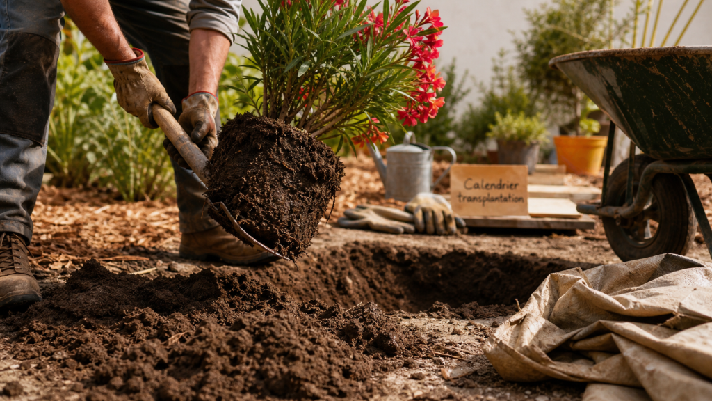 Quand transplanter un laurier rose en pleine terre : calendrier, motte, reprise sans choc