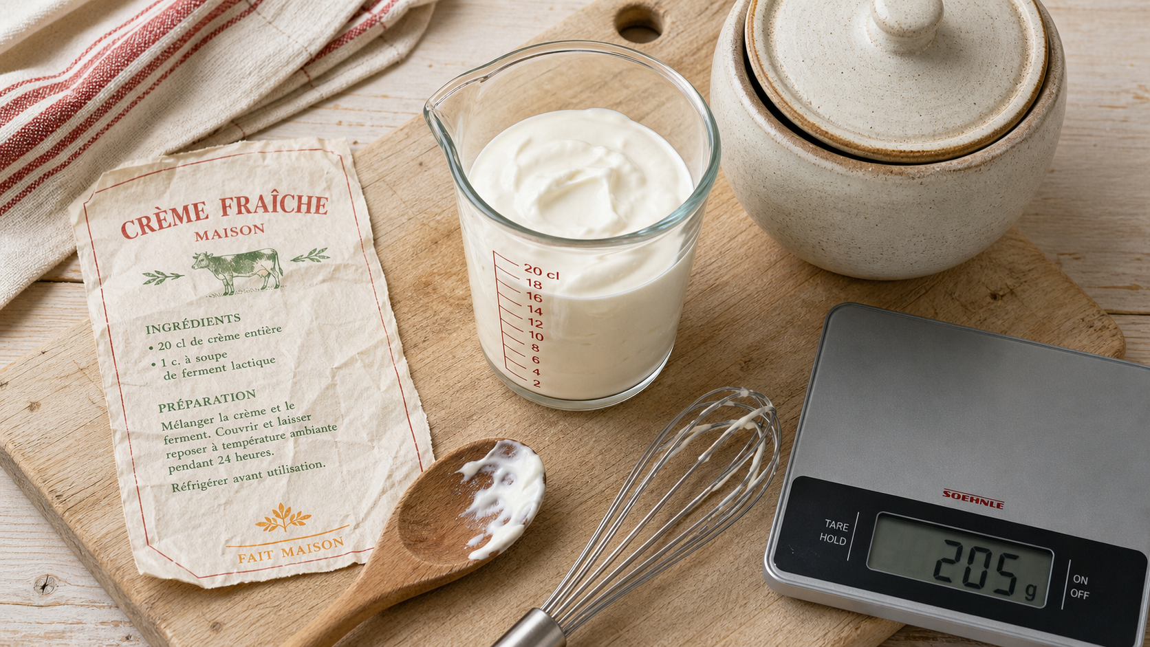 20 cl crème fraîche épaisse en gramme, 202 à 206 g