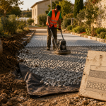Allée en gravier : stabiliser le lit de gravier avec géotextile et compactage