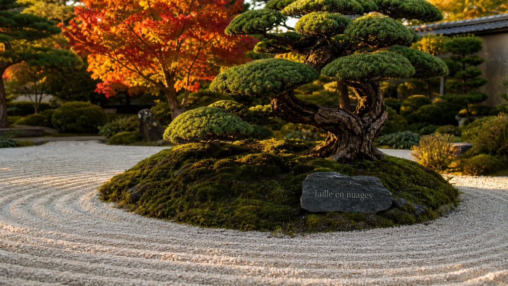 Arbres japonais niwaki taillés pour jardin zen