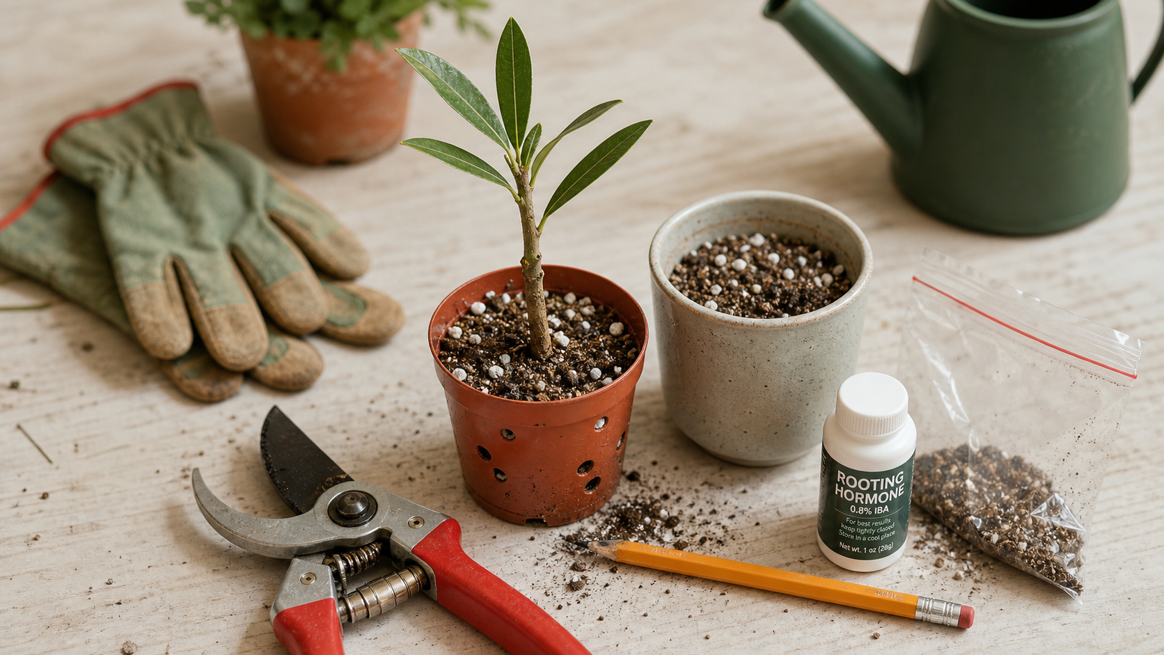 Bouture de laurier comment faire : bouture 15–20 cm plantée en pot