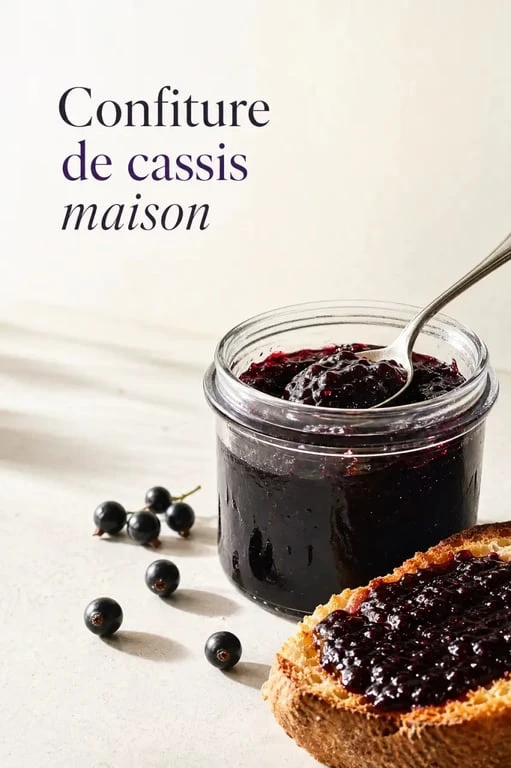 Recette confiture de cassis maison en pot sur tartine grillée