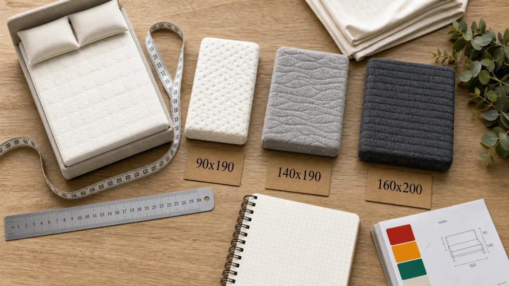 Matelas taille : 20 cm de plus, 80 à 90 cm par personne