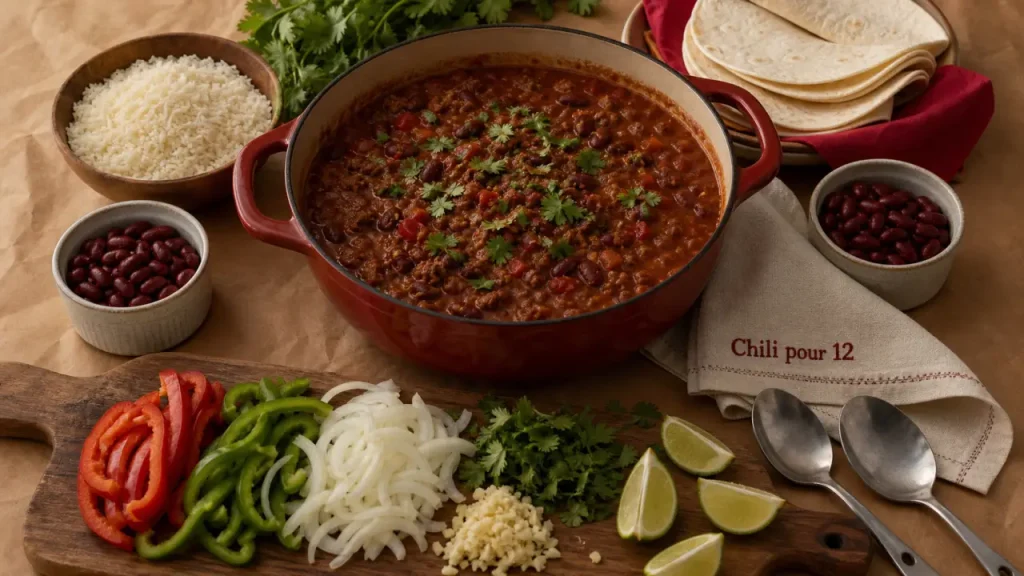 Plat unique pour 12 personnes : chili en cocotte