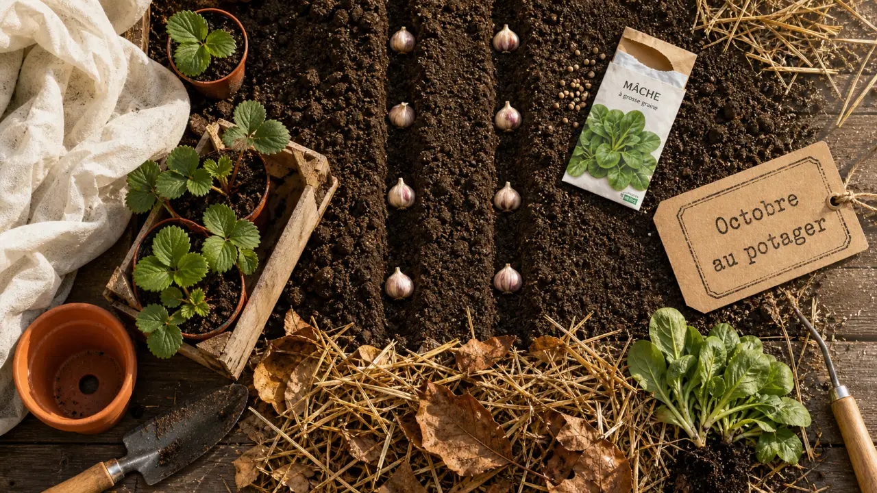 Que planter en octobre au potager : ail, fraisiers et salades d’hiver en potager
