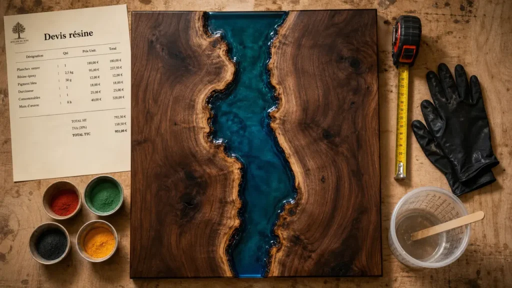 Table en resine époxy : bois massif, couleurs et prix