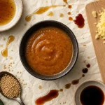 Vinaigrette asiatique au sésame : sauce soja, vinaigre de riz et huile grillée