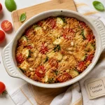 Crumble tomate courgette au parmesan, croustillant et doré