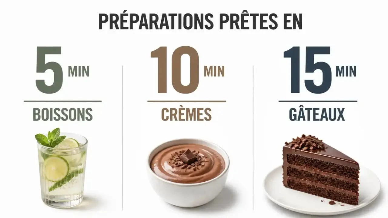 Tableau récapitulatif des desserts Thermomix classés par temps de préparation