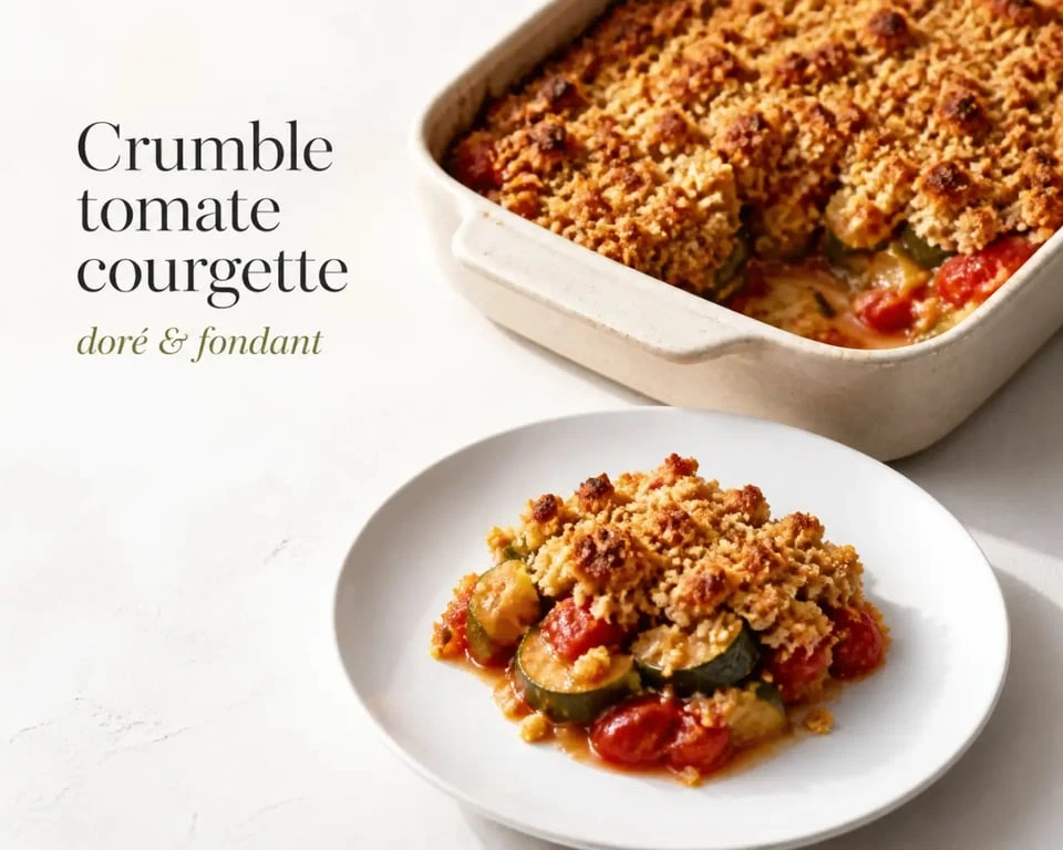Recette crumble tomate courgette doré et fondant en plat familial
