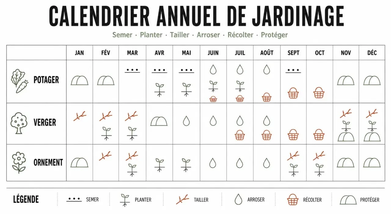 Jardinage calendrier annuel des travaux du potager, du verger et du jardin d’ornement par mois