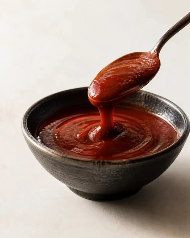Recette sauce barbecue maison servie dans un bol, texture brillante et nappante