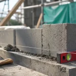 Monter un mur en parpaing sans fissures : fondations et première rangée sur béton frais