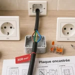 Prise plaque de cuisson 32A et prise standard 16A côte à côte