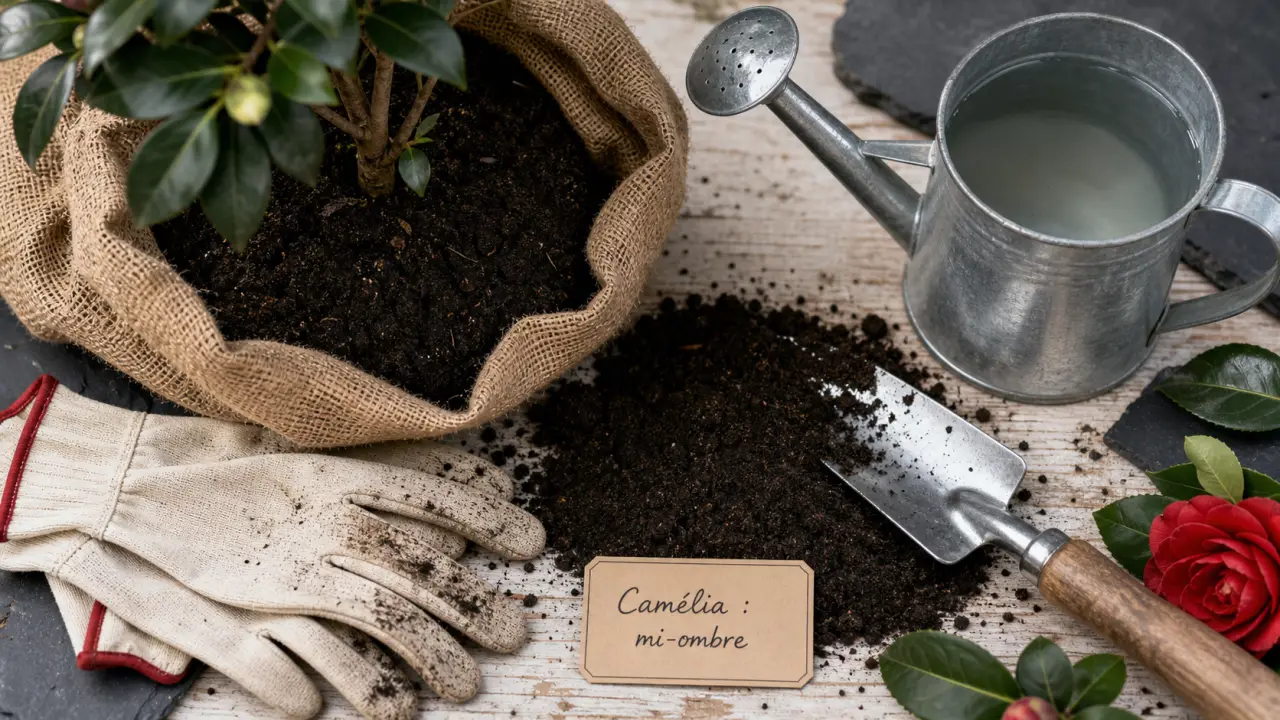 Quand planter un camelia : motte et terre de bruyère acide