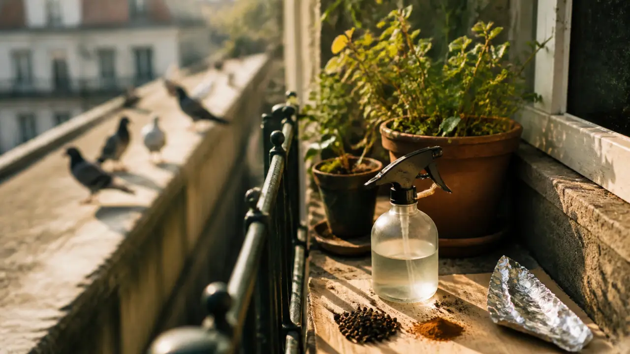 Recette de grand mere pour faire fuir les pigeons au vinaigre, pulvérisateur sur balcon