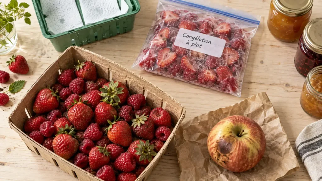 Conservation fruit : tri fruits mûrs et nettoyage
