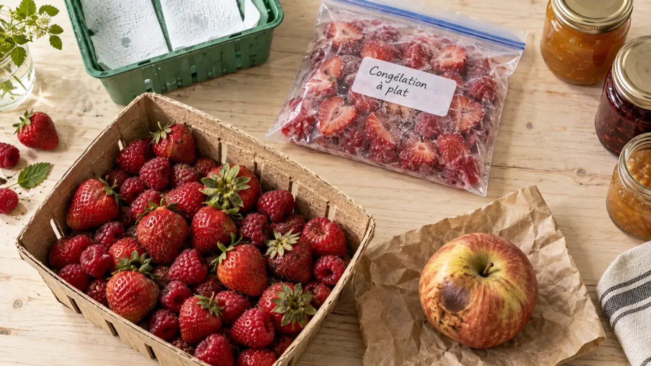 Conservation fruit : tri fruits mûrs et nettoyage
