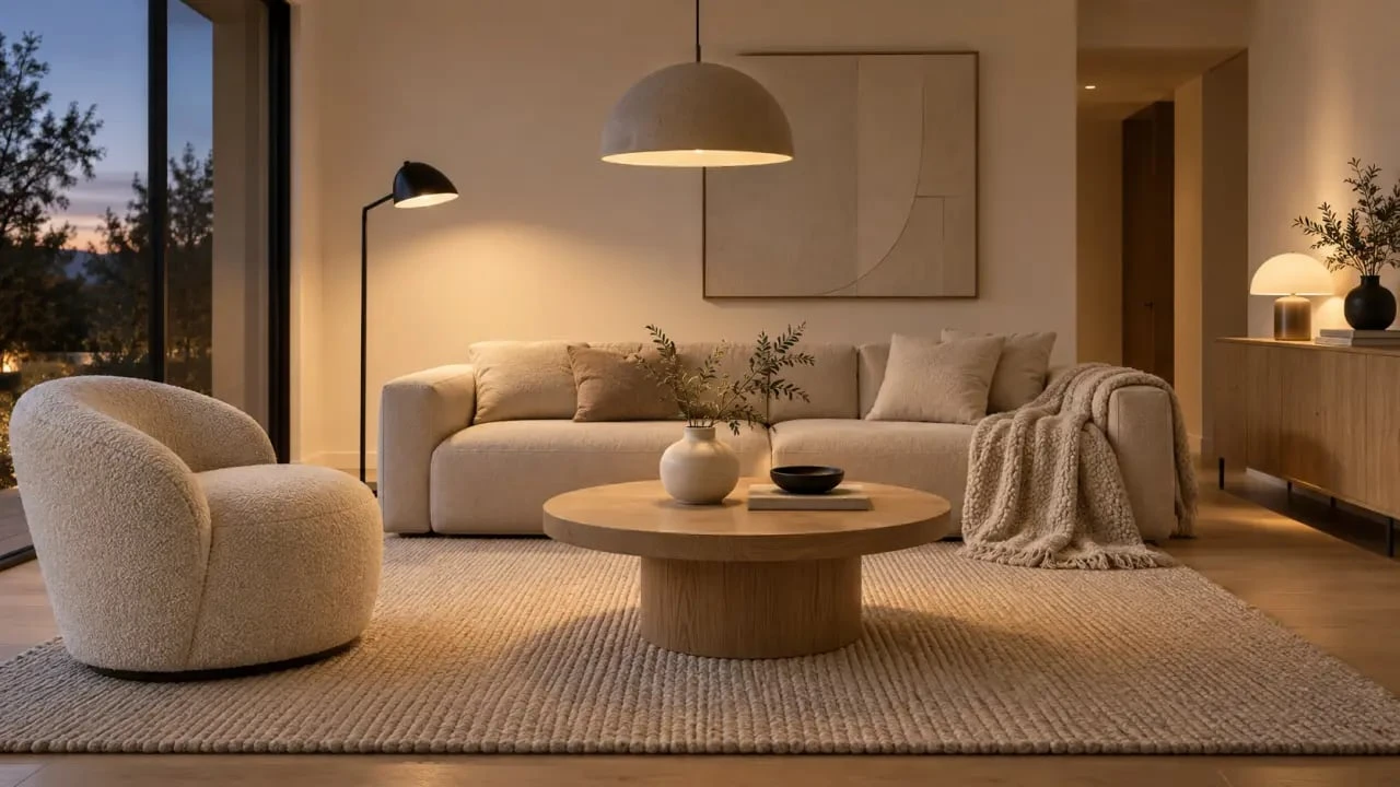 Éclairage en plusieurs points dans une décoration scandinave cocooning