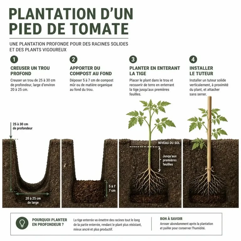 Méthode pas à pas pour planter les tomates au potager