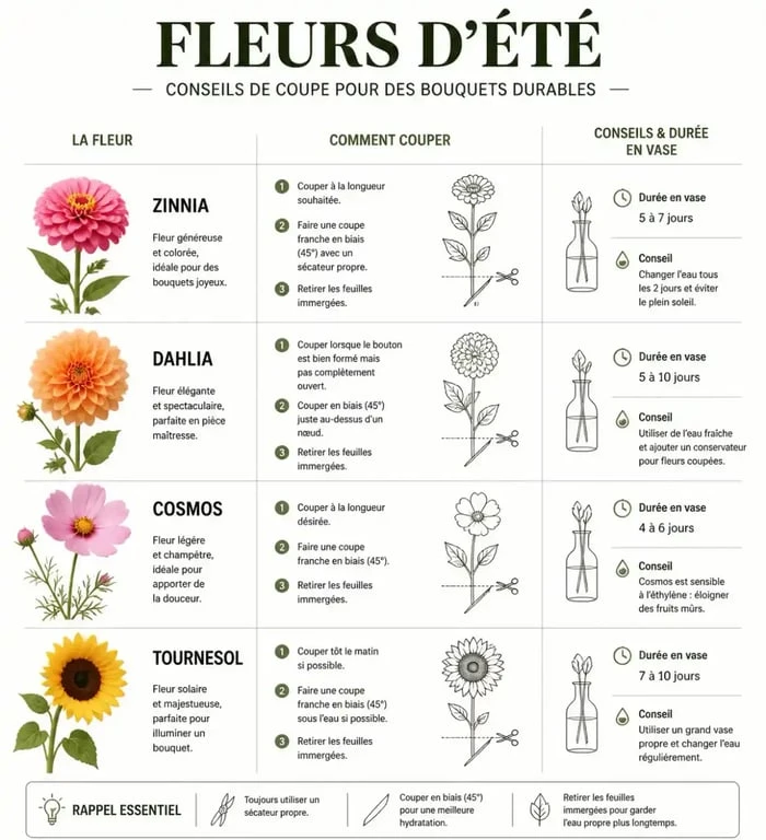 Guide des conseils de coupe pour les fleurs d'été en bouquet
