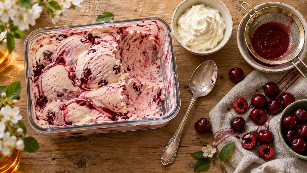 Glace cerise recette crémeuse aux fruits et crème