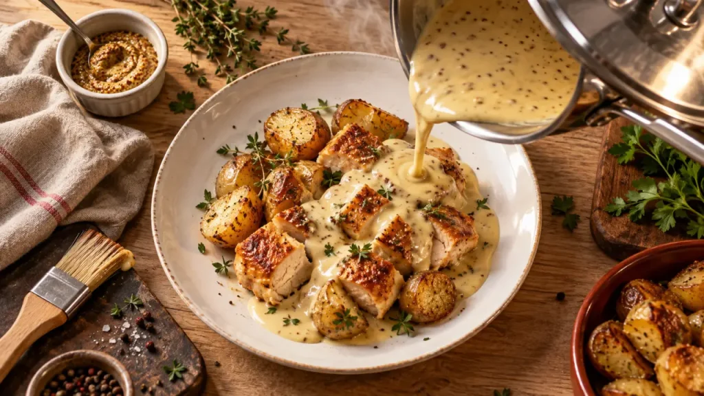Sauce accompagnement pour poulet crémeuse, nappante