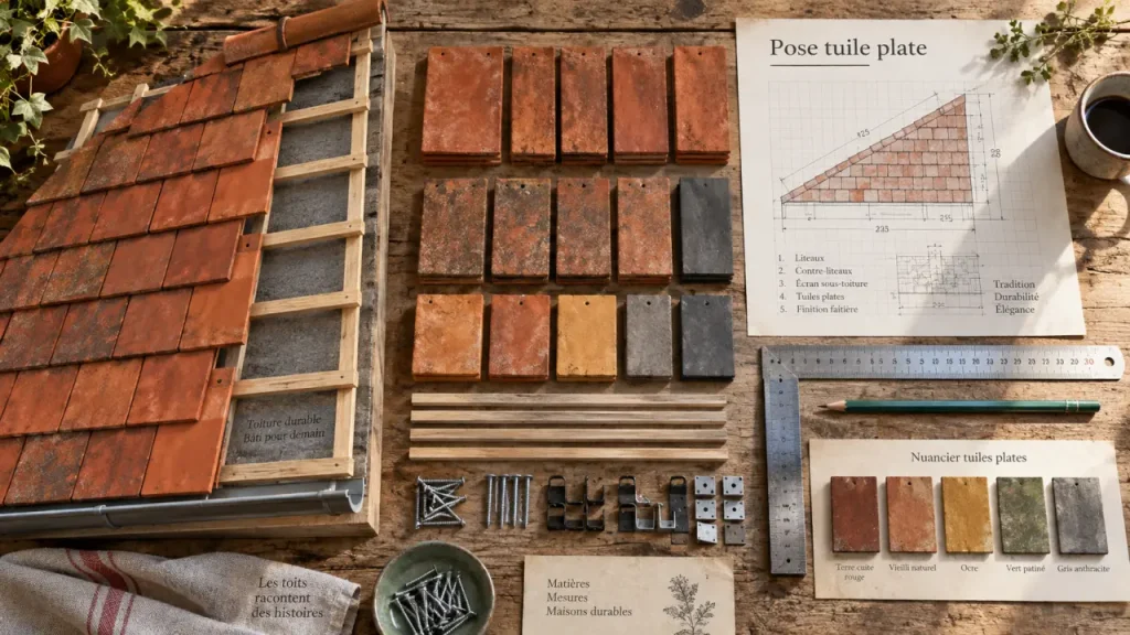 Tuile plate : une pose précise pour protéger durablement la toiture