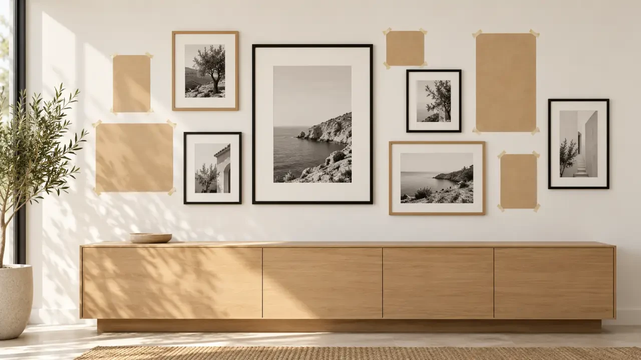 Mur galerie de décoration murale tendance avec cadres de formats variés