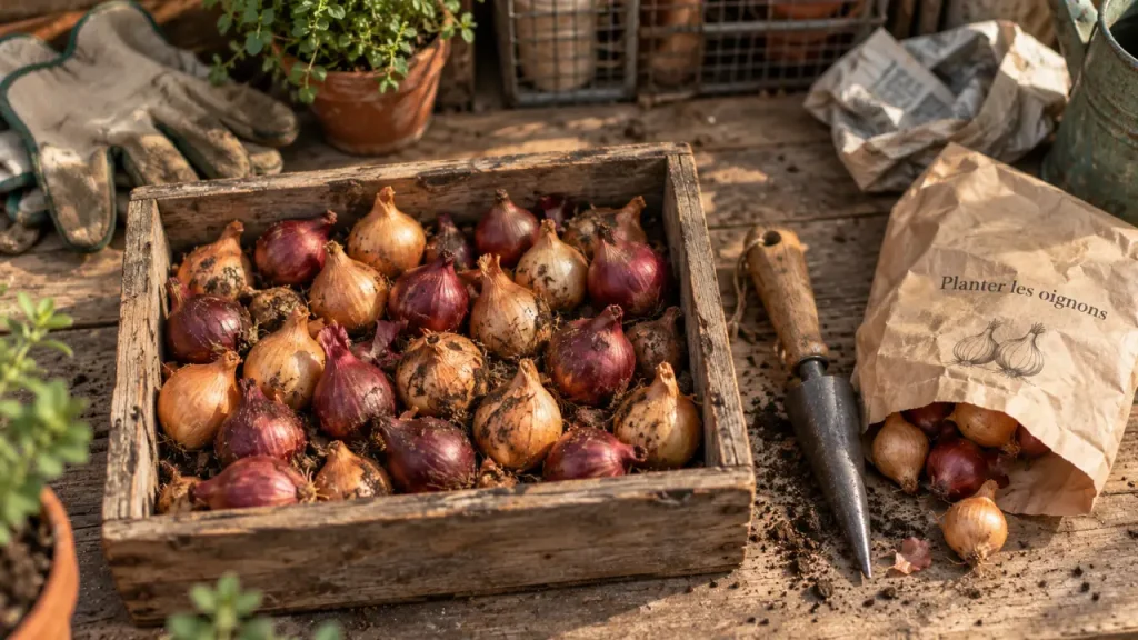Planter oignon à 3 cm de profondeur, bulbes en terre légère